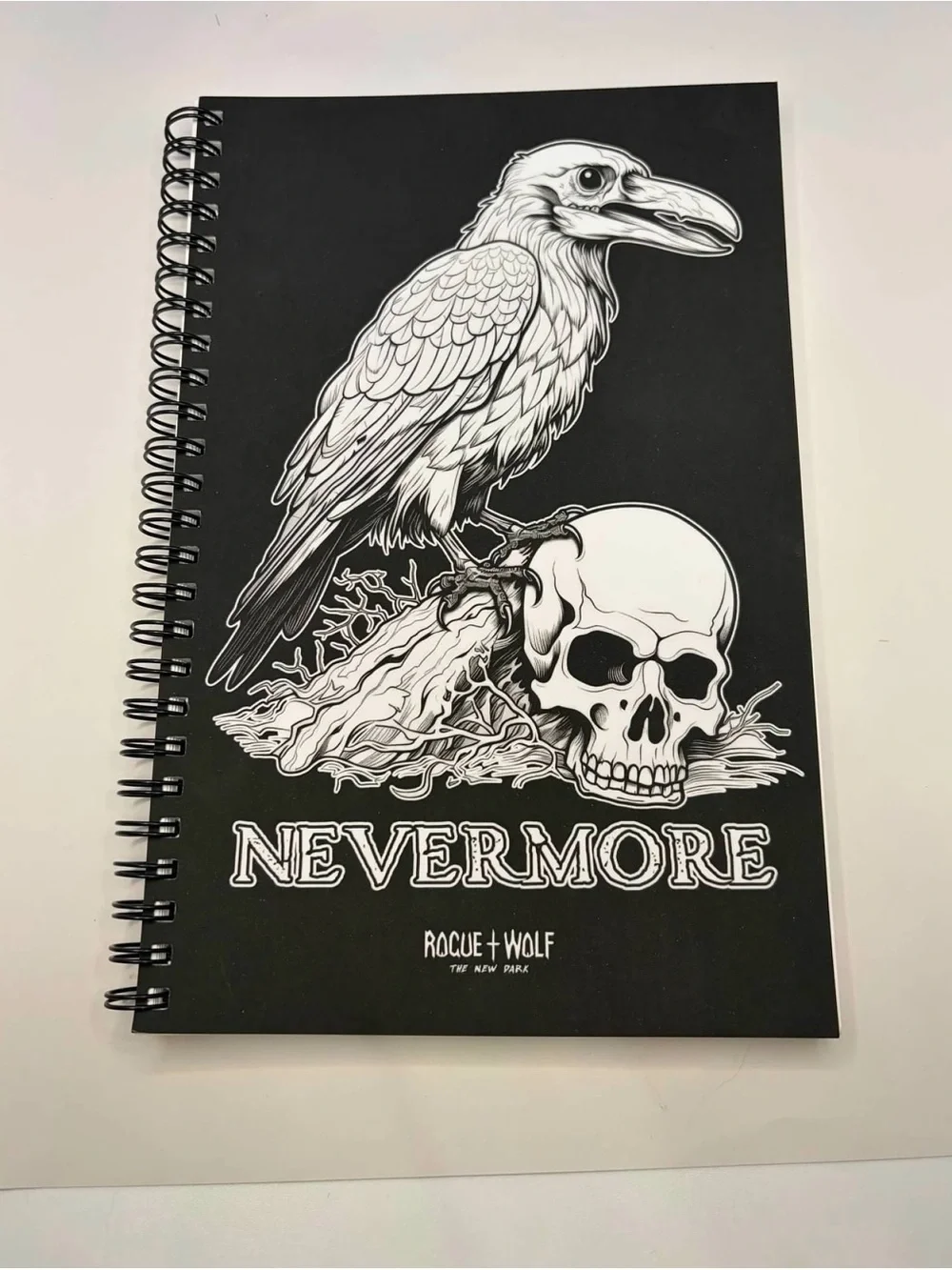 📚 3/$15 - Rogue + Wolf Nevermore Raven Skull Spiral Dot Grid Notebook Gothic